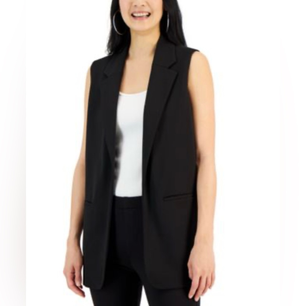 Daniel Rainn Sleeveless Open Front Vest Black Size Medium